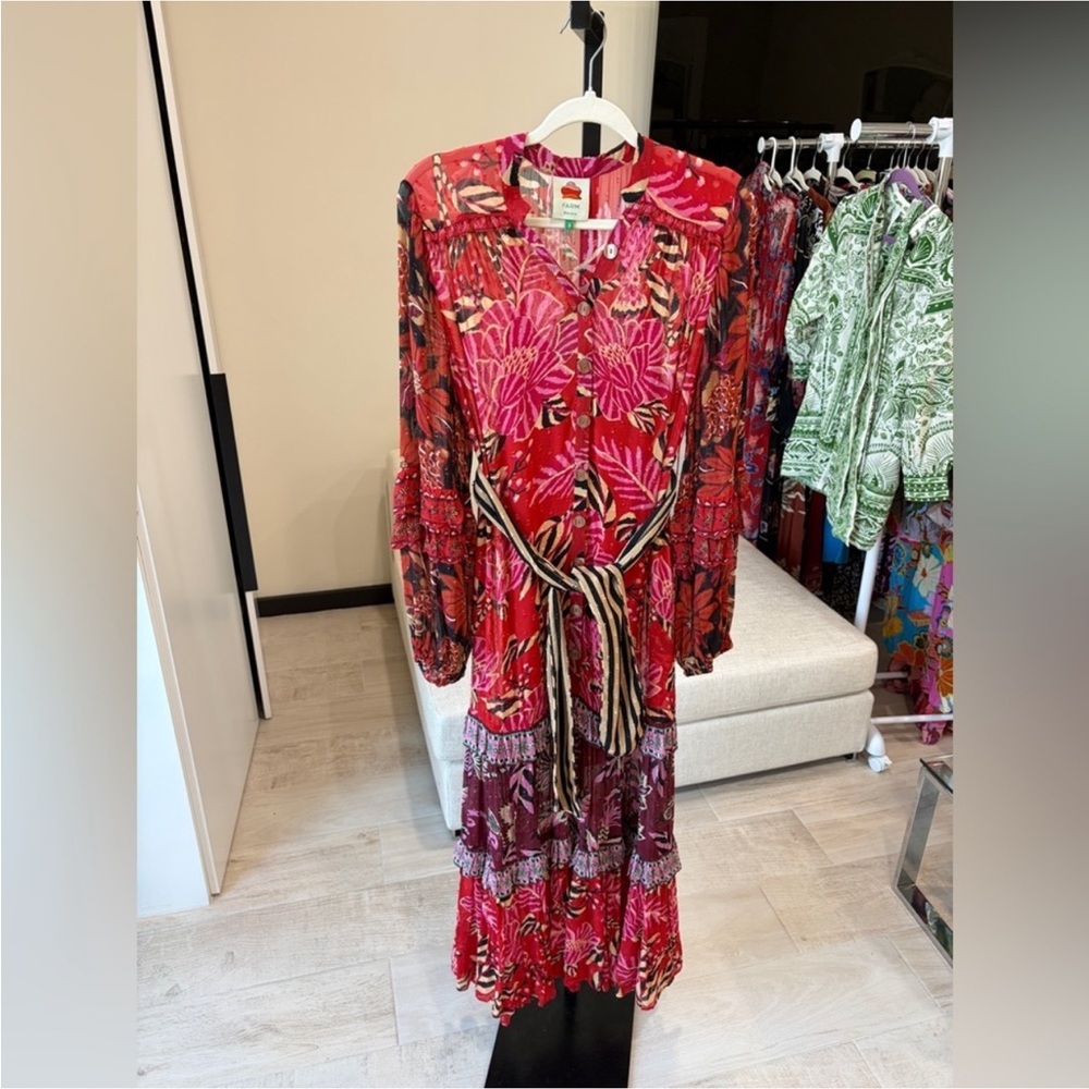 Farm Rio: Mixed Floral Prints Long Sleeve Maxi Dress - Picture 3 of 13